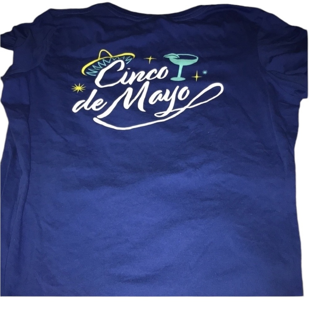 Margaritas blue size large tee Cinco De Mayo royal blue tee